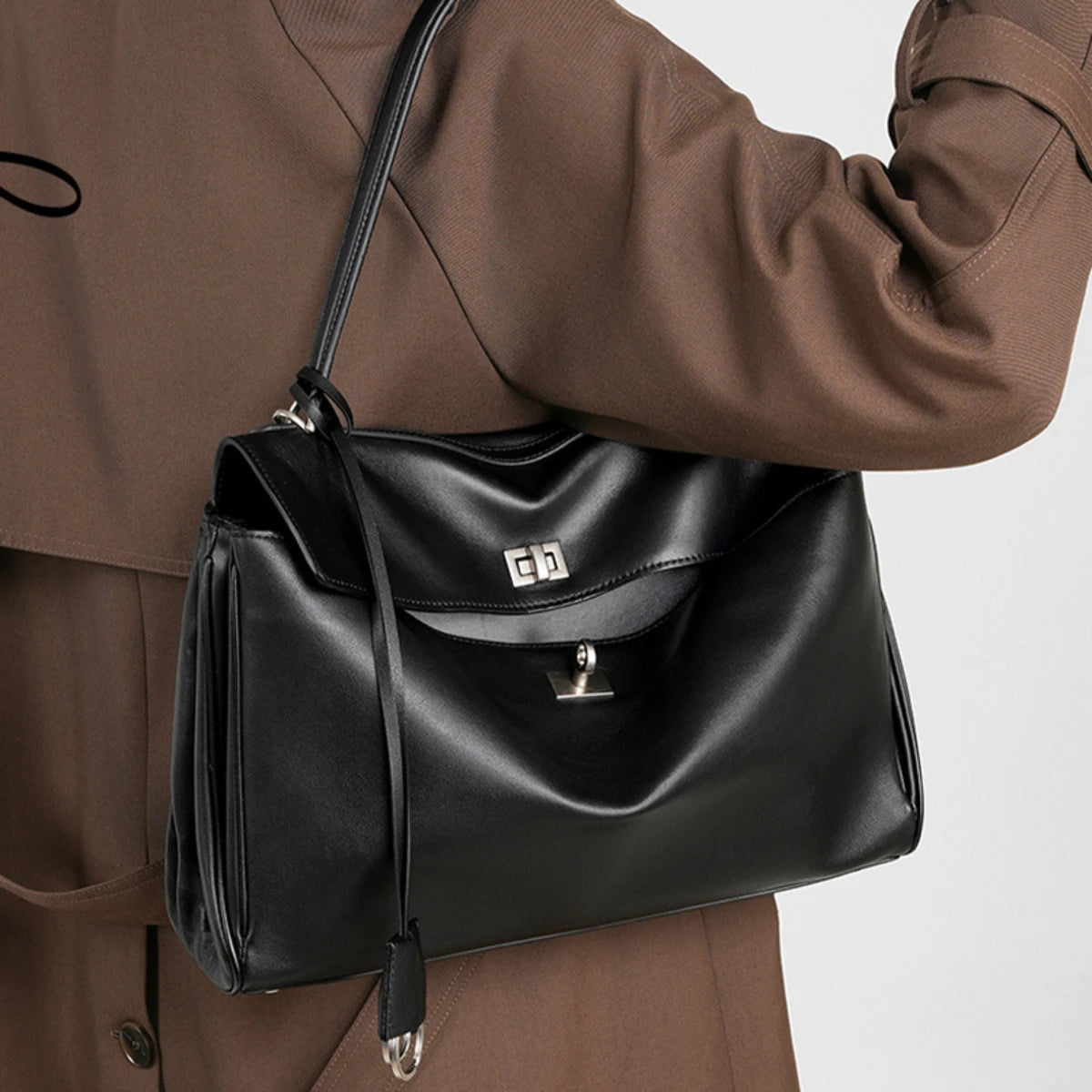 Mahjong Leather Handbag, Two Sizes, Cowhide