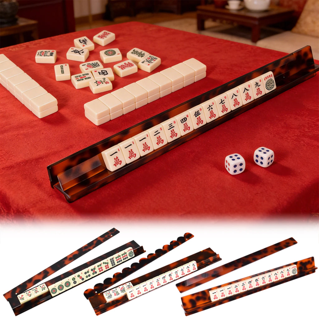 Tortoise-Shell Acrylic Mahjong Rack With Fully Detachable Magnetic Pushers Family Game Night Fun（Product Is Sold Separately） (mahjong rack detachable pusher)