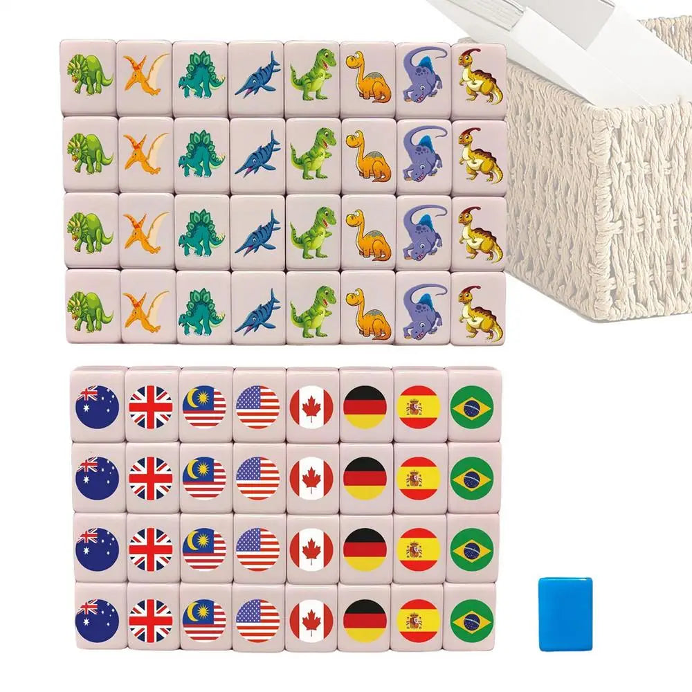 Mahjong Tile Set Portable Mah Jongg Toy Football Pattern Games Blocks Tiles For Men Women Youth Teens Daughter Family Friends (parent child mahjong toy)