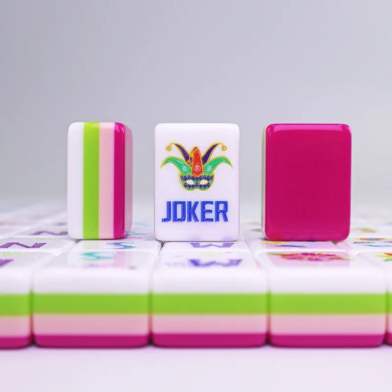 4 Layer Acrylic Mahjong Game American Mahjong Tile Set for Adults 160pcs Mahjong Tiles with Magenta Back Portable Travel Set (american mahjong set adults)