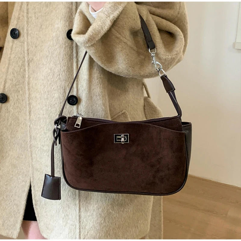 Rodeo Mahjong Bag Soft Hobo One-shoulder Crossbody Underarm Small Square Bag For Female High-grade Lock Small Square Leather Bag (mahjong hobo bag)