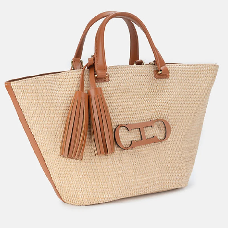 Mahjong Straw Bag, Woven Bucket Bag, Large Capacity