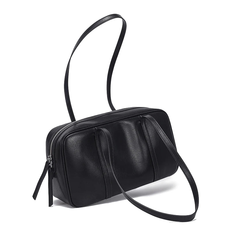 Women's Cow Genuine Leather Shoulder Bags Ladies Fashion Designer Luxury Handbags Female Retro Commute Boston Cowhide Handbag (mahjong canvas tote)