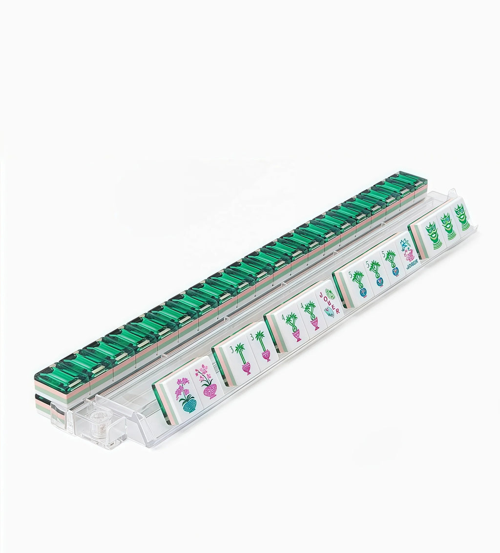 Custom American Crystal Emerald Luxury Mahjong Tiles Durable Water Resistant Game Gift for Singapore Japan Malaysia (emerald mahjong tiles)