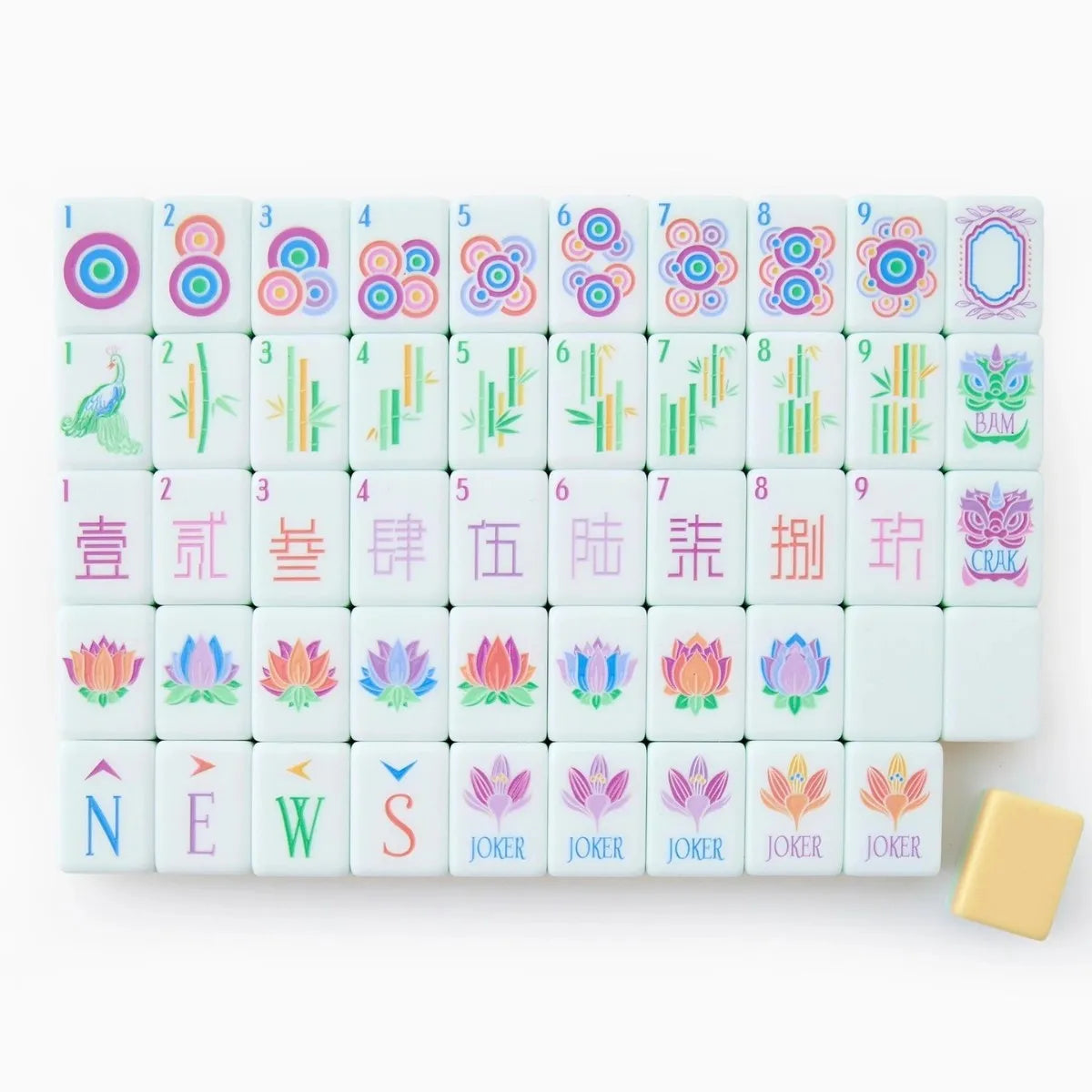 Modern Luxury American Mahjong Tiles 160pcs Portable Tile Standard Size Four Layer Yellow Acrylic Eisure Game for Home Gift (modern mahjong set)
