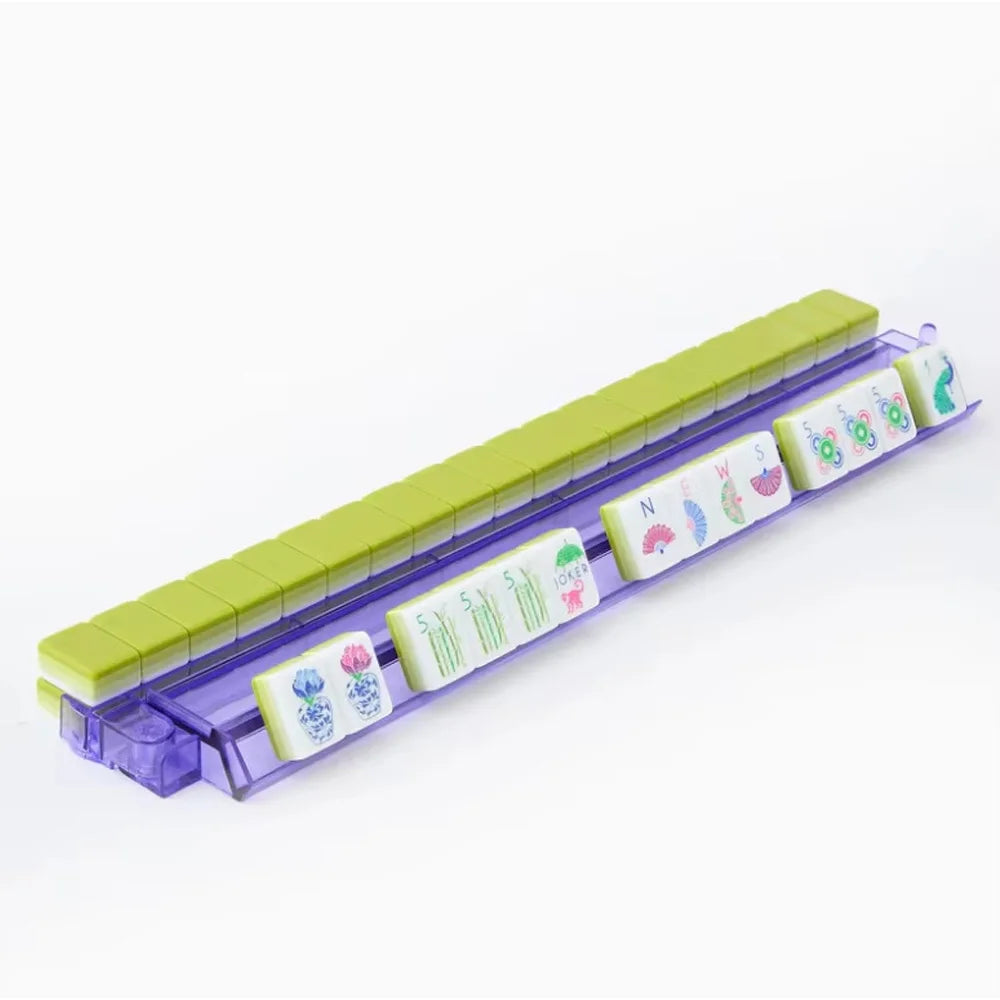 4-Layer Acrylic American Mahjong Tiles 160pcs Apple Green Hand-Rubbed Mahjong Portable Travel Board Game Set for Party Adults (apple green mahjong tiles)