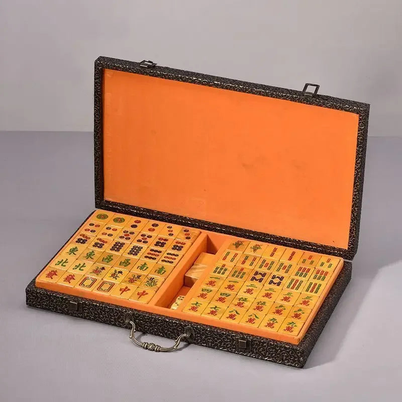 Sandalwood Mahjong Tiles, Hand Rubbed, Wooden Box
