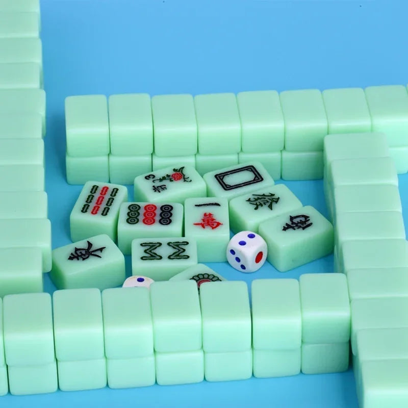 20*14mm/26*18mm Mini Chinese Mahjong Tiles 144pcs/set Tin Box Packaging Portable Travel Game Set for Family Party (chinese mahjong tin box)