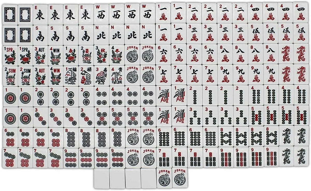 American Mahjong Set 166 Tiles Black Bag 4 Color Pushers Racks Western Mahjongg (western mahjong set)