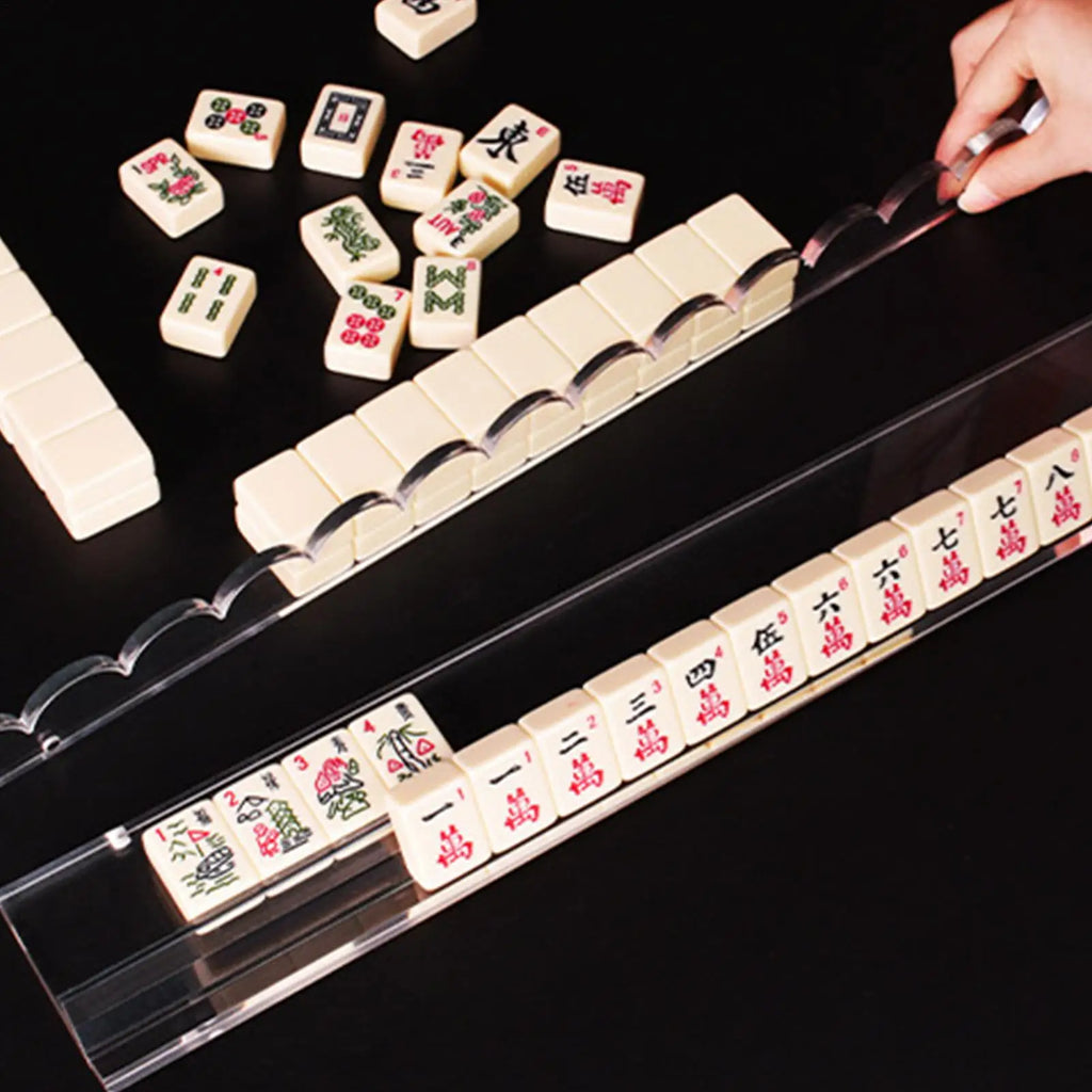 Mahjong Rack Set 20-Inch Acrylic Quick Setup Mahjong Rack For Large Tiles For Players Seniors Hobbyists Game Room Family (20 inch mahjong rack)