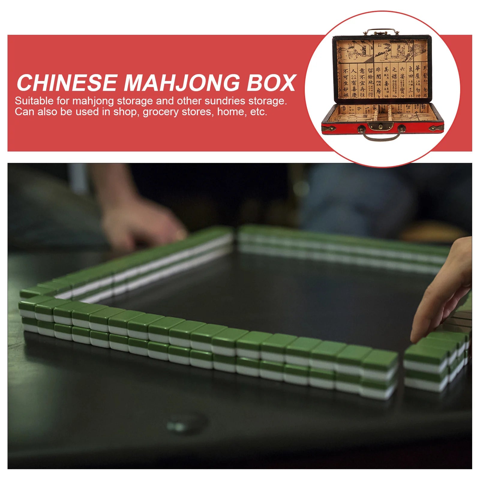 Wooden Mahjong Case, Empty, Rectangular