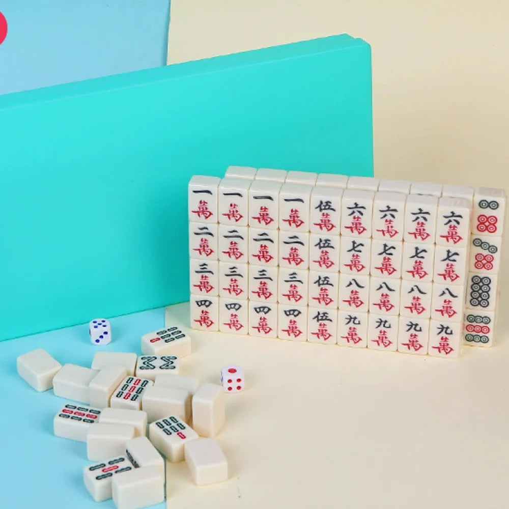 20*14mm/26*18mm Mini Chinese Mahjong Tiles 144pcs/set Tin Box Packaging Portable Travel Game Set for Family Party (chinese mahjong tin box)