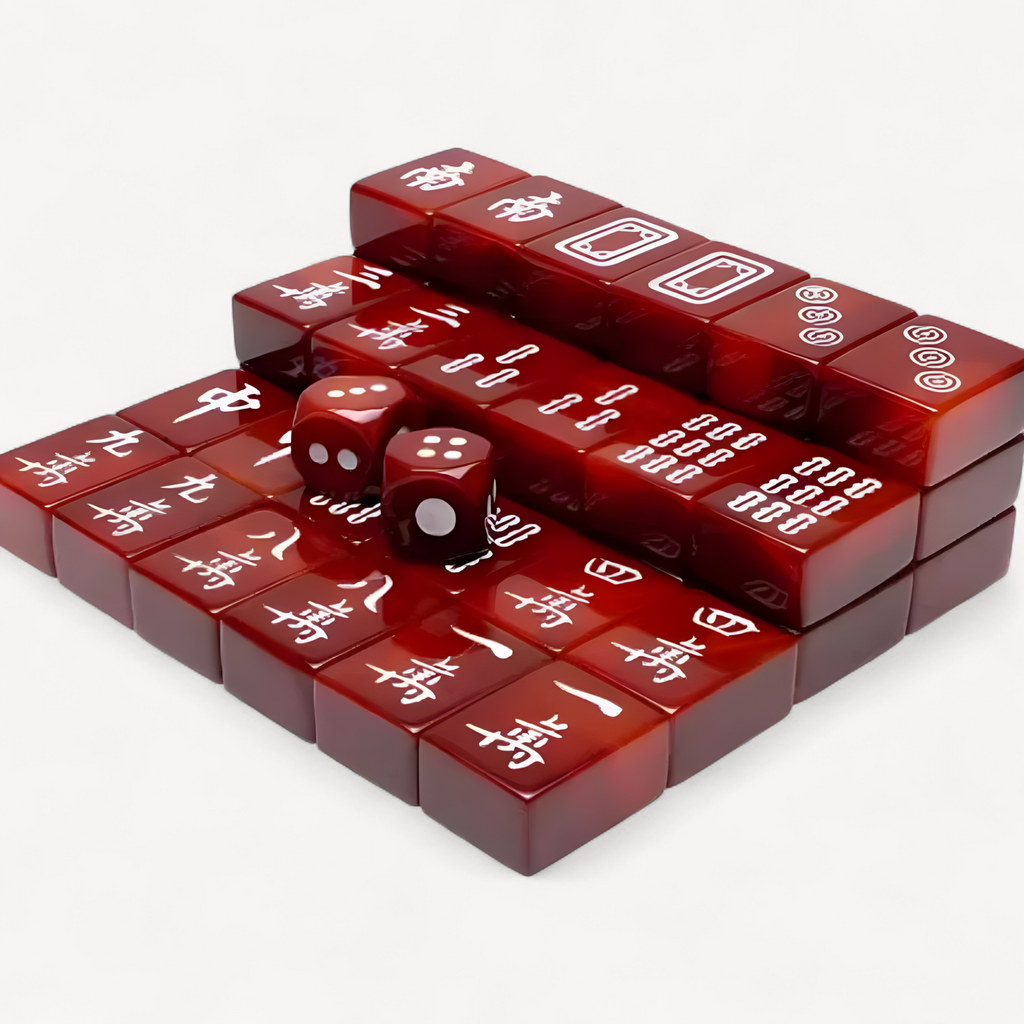 A Special grade natural agate mahjong red jade gift box, collectors use large size to give gifts to leaders and elders (agate mahjong set)