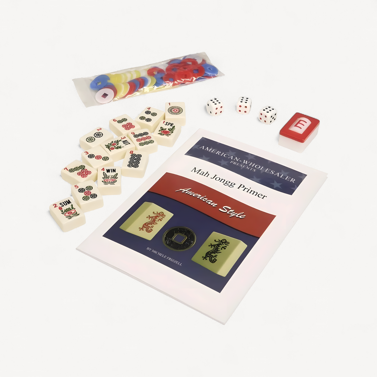 American Mahjong Set with 166 Engraved Tiles, 4 Rack/Pushers, Aluminum Case - Complete Game Kit (american mahjong set aluminum case)