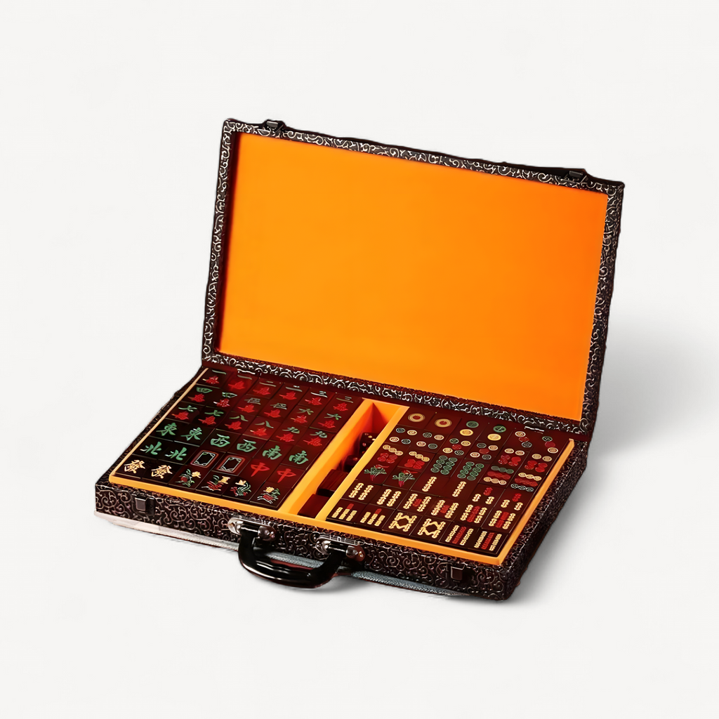 Blood sandalwood Chinese tiles are real mahjong high-end household hand-rubbed large red sandalwood mahjong gifts for (sandalwood mahjong tiles)