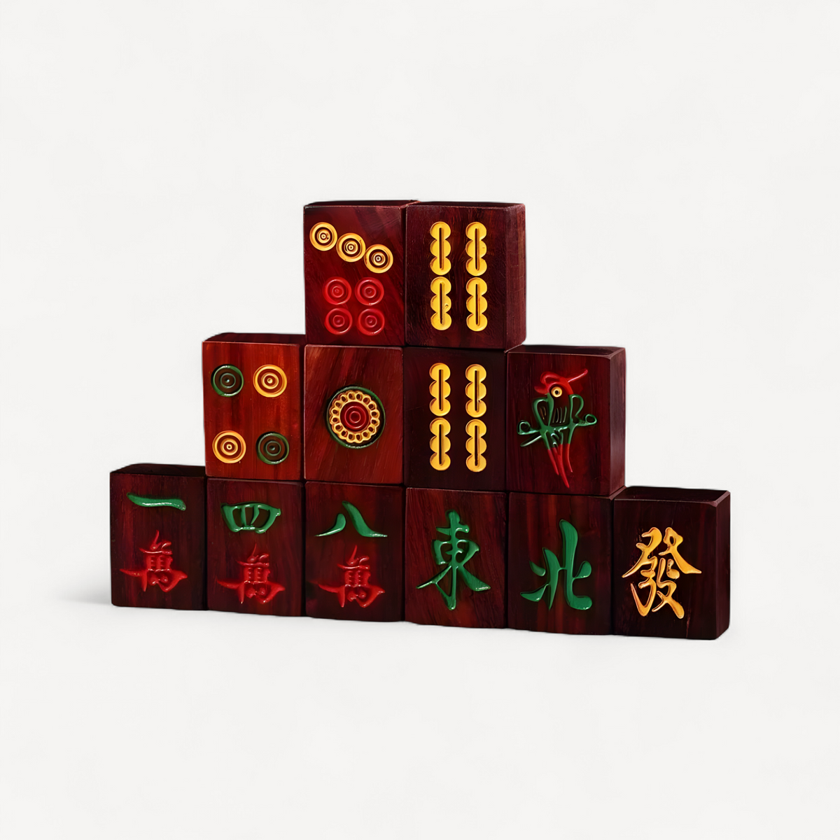 Sandalwood Mahjong Tiles, Hand Rubbed, Wooden Box