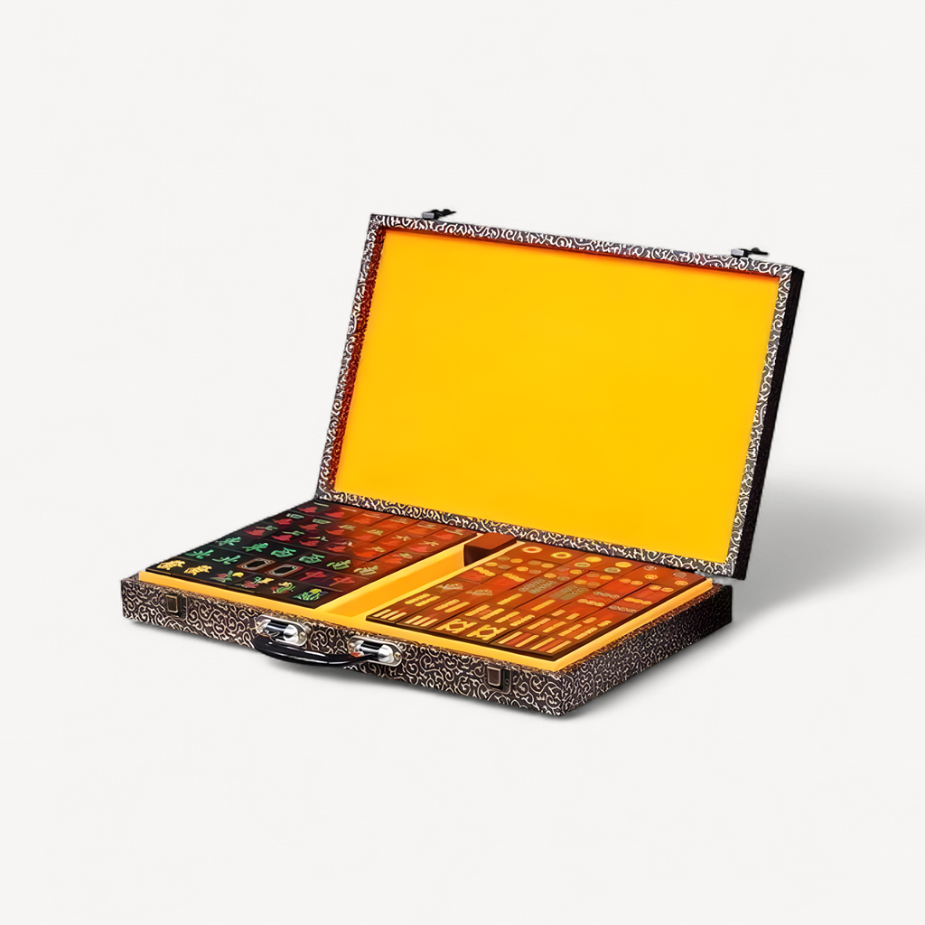 Blood sandalwood Chinese tiles are real mahjong high-end household hand-rubbed large red sandalwood mahjong gifts for (sandalwood mahjong tiles)