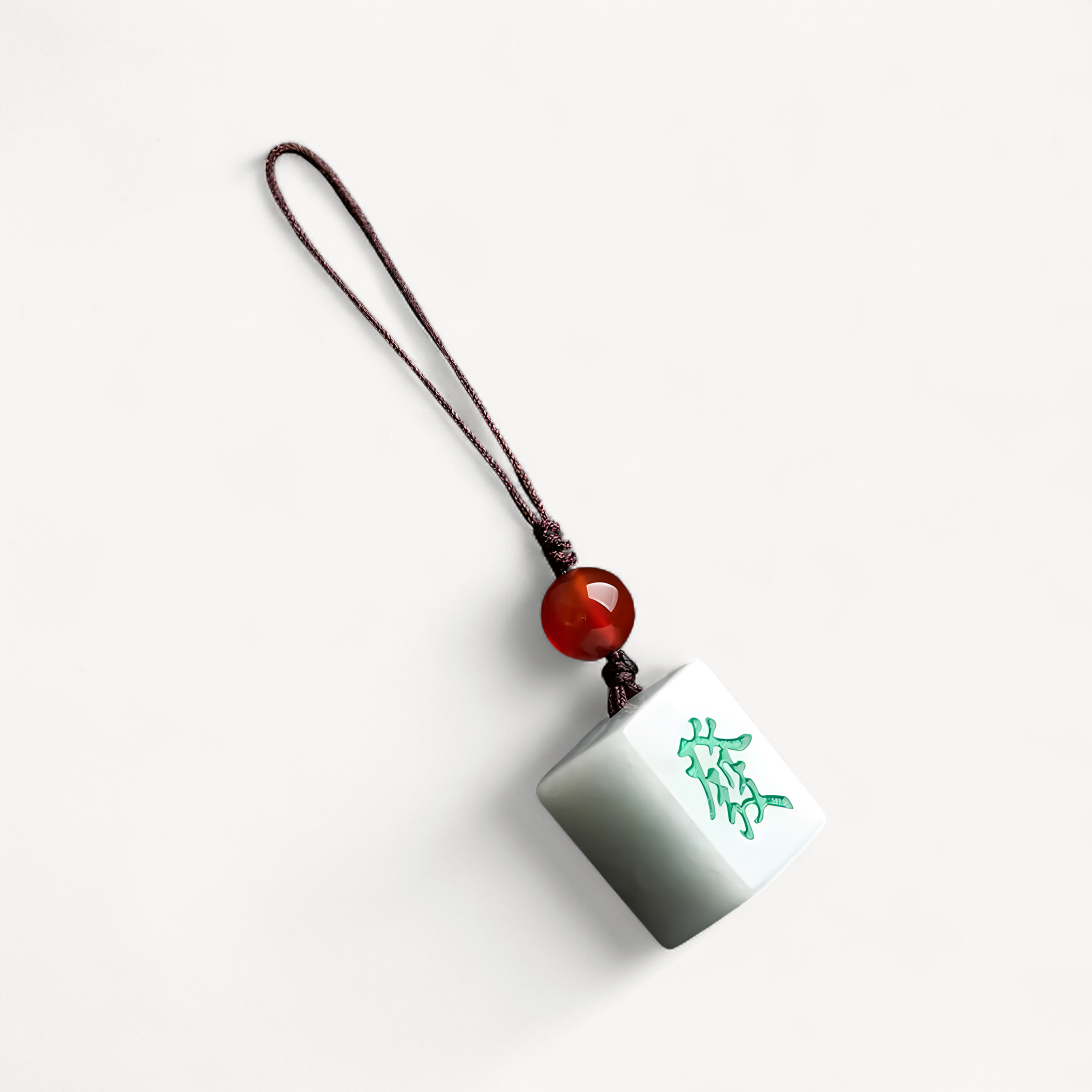 Burmese Jade Mahjong Keychain Bag Charm Phone Charm key holder Natural Cute Fashion White Keychains Jadeite Luxury (mahjong bag charm)