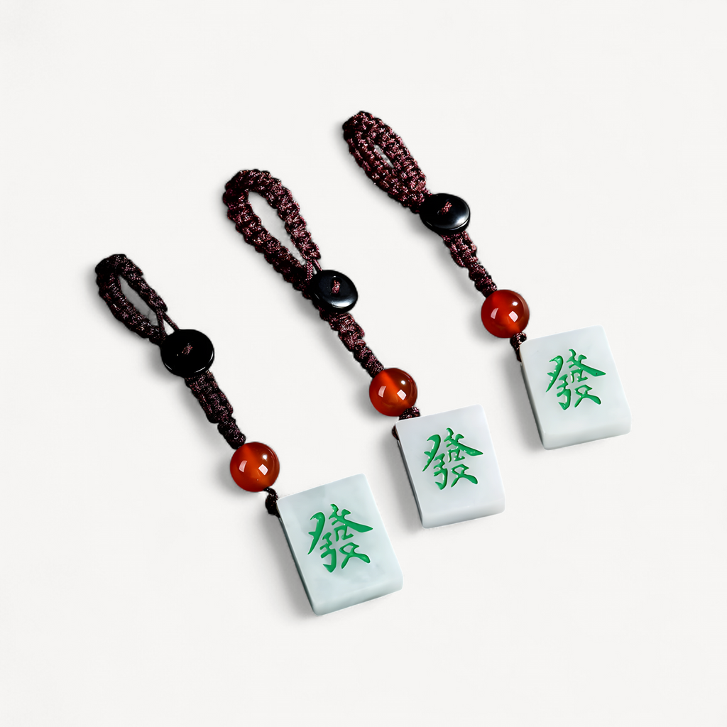 Burmese Jade Mahjong Keychain Bag Charm Phone Charm key holder Natural Cute Fashion White Keychains Jadeite Luxury (mahjong tile charm)