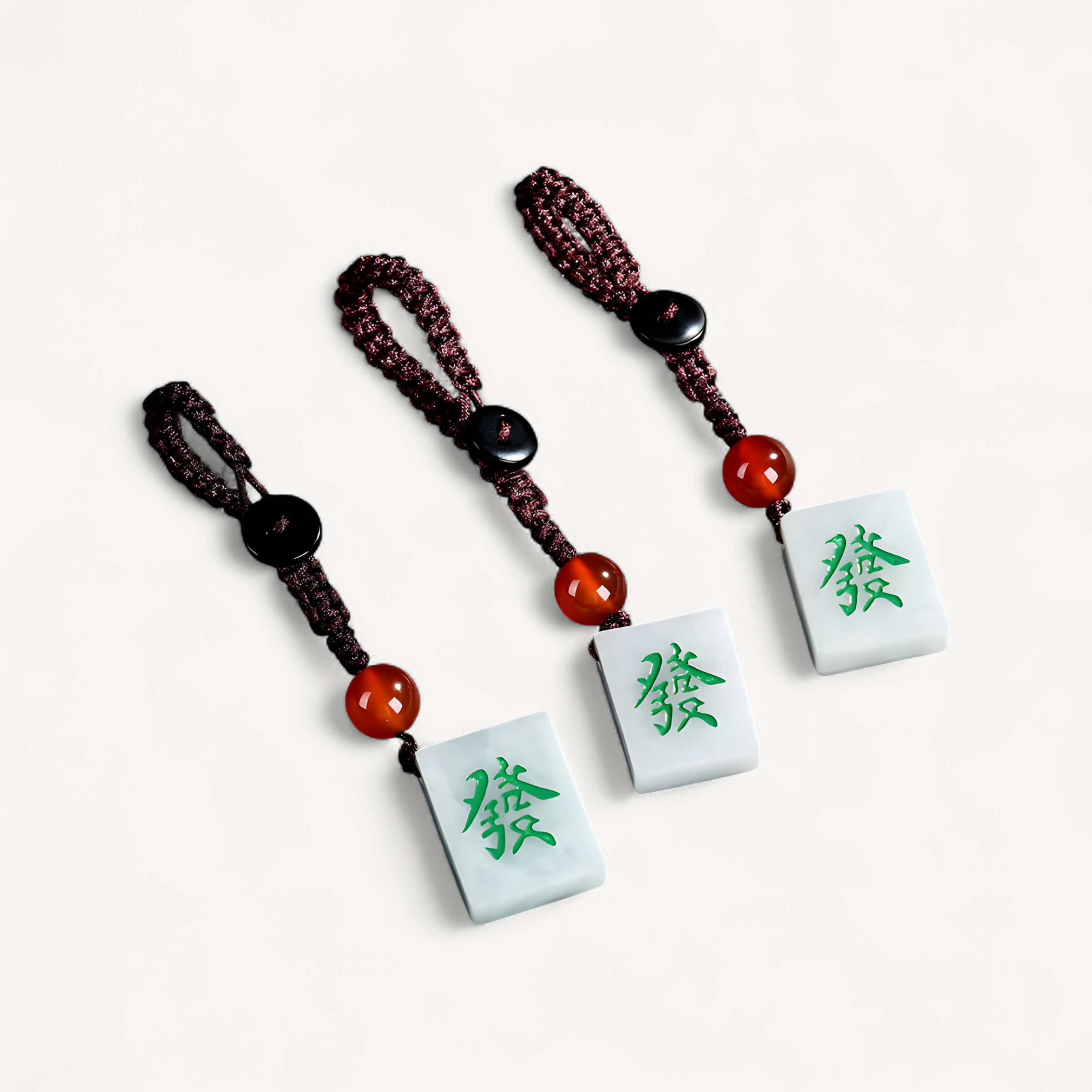 Burmese Jade Mahjong Keychain Bag Charm Phone Charm key holder Natural Cute Fashion White Keychains Jadeite Luxury (mahjong tile charm)