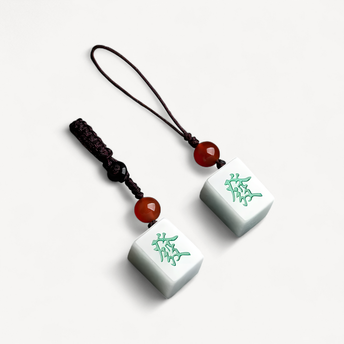 Burmese Jade Mahjong Keychain Bag Charm Phone Charm key holder Natural Cute Fashion White Keychains Jadeite Luxury (mahjong bag charm)