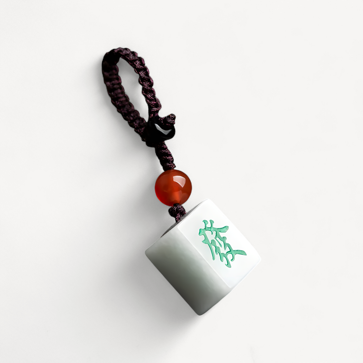 Burmese Jade Mahjong Keychain Bag Charm Phone Charm key holder Natural Cute Fashion White Keychains Jadeite Luxury (mahjong tile charm)