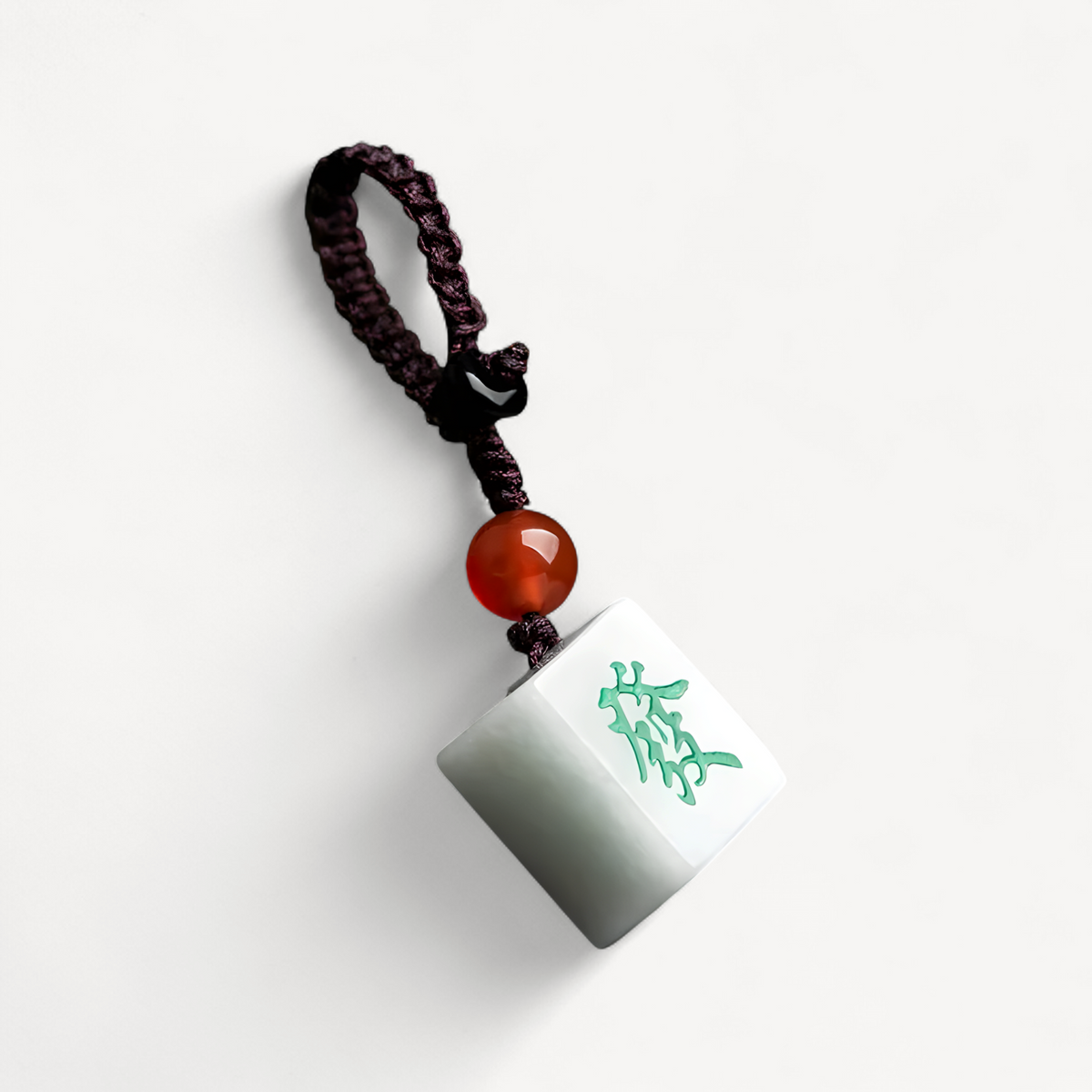 Burmese Jade Mahjong Keychain Bag Charm Phone Charm key holder Natural Cute Fashion White Keychains Jadeite Luxury (mahjong bag charm)