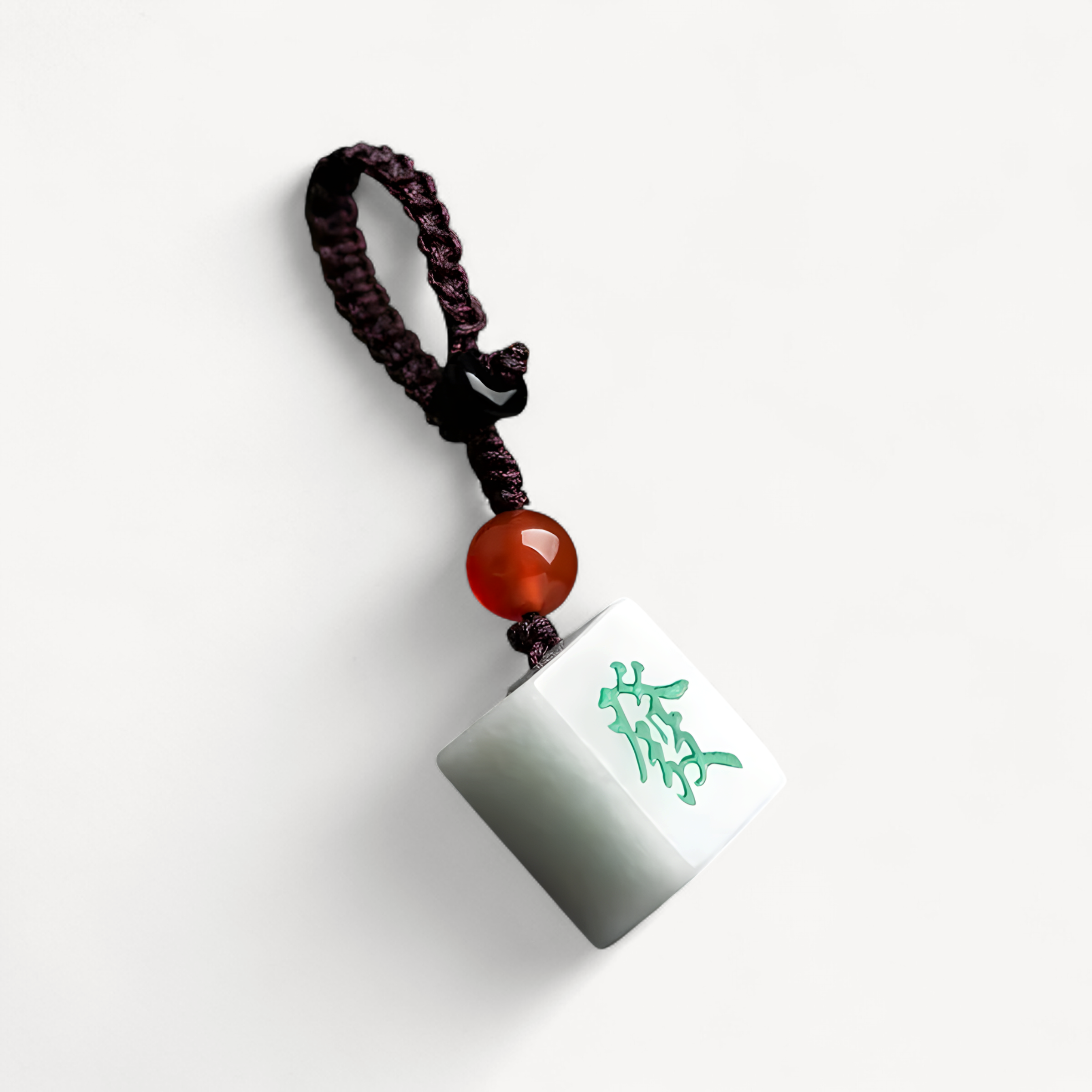 Burmese Jade Mahjong Keychain Bag Charm Phone Charm key holder Natural Cute Fashion White Keychains Jadeite Luxury (mahjong bag charm)