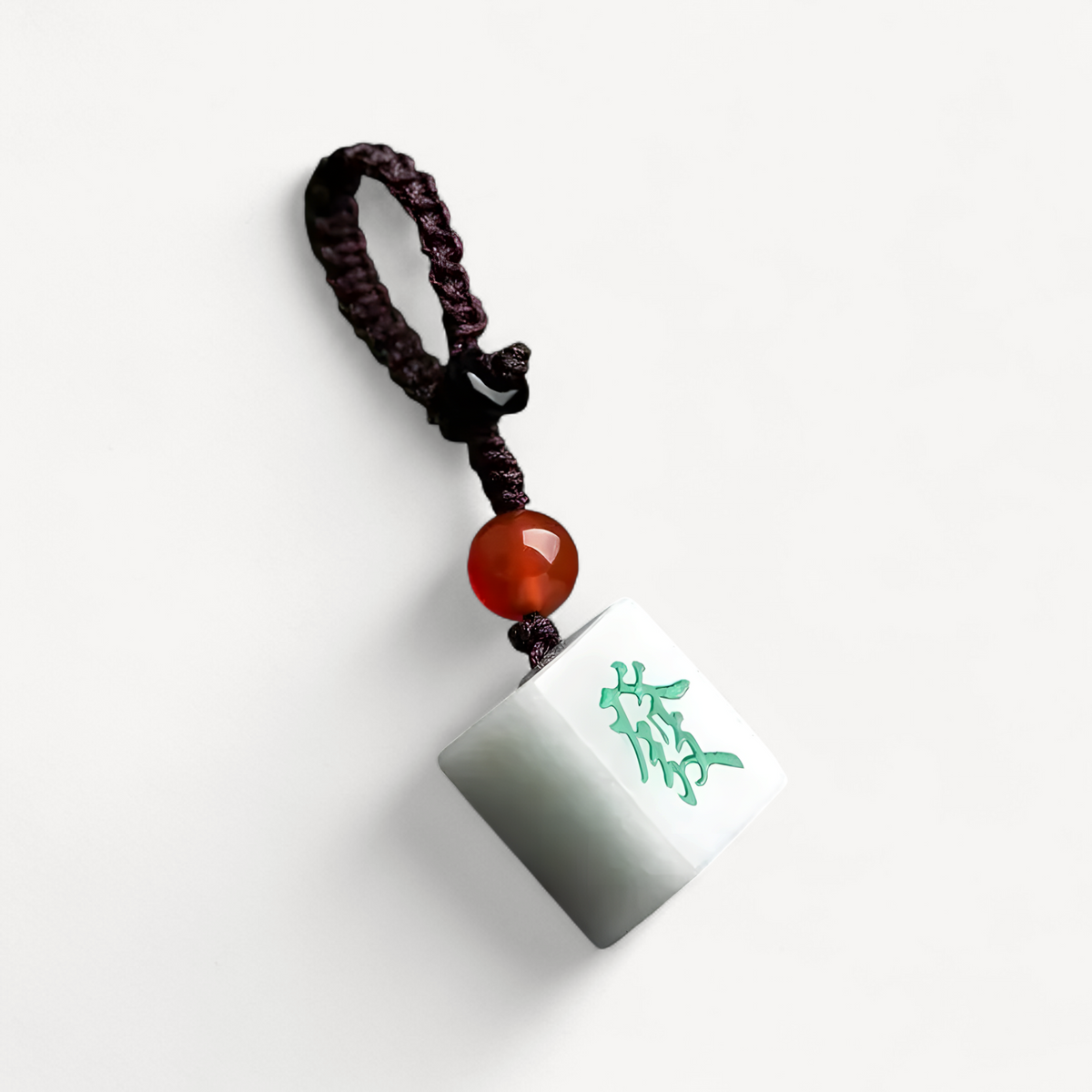 Burmese Jade Mahjong Keychain Strap Emerald Jadeite White Fashion Phone Charm Gift Jewelry Natural Lanyard Cute Car Accessories (mahjong tile keychain)