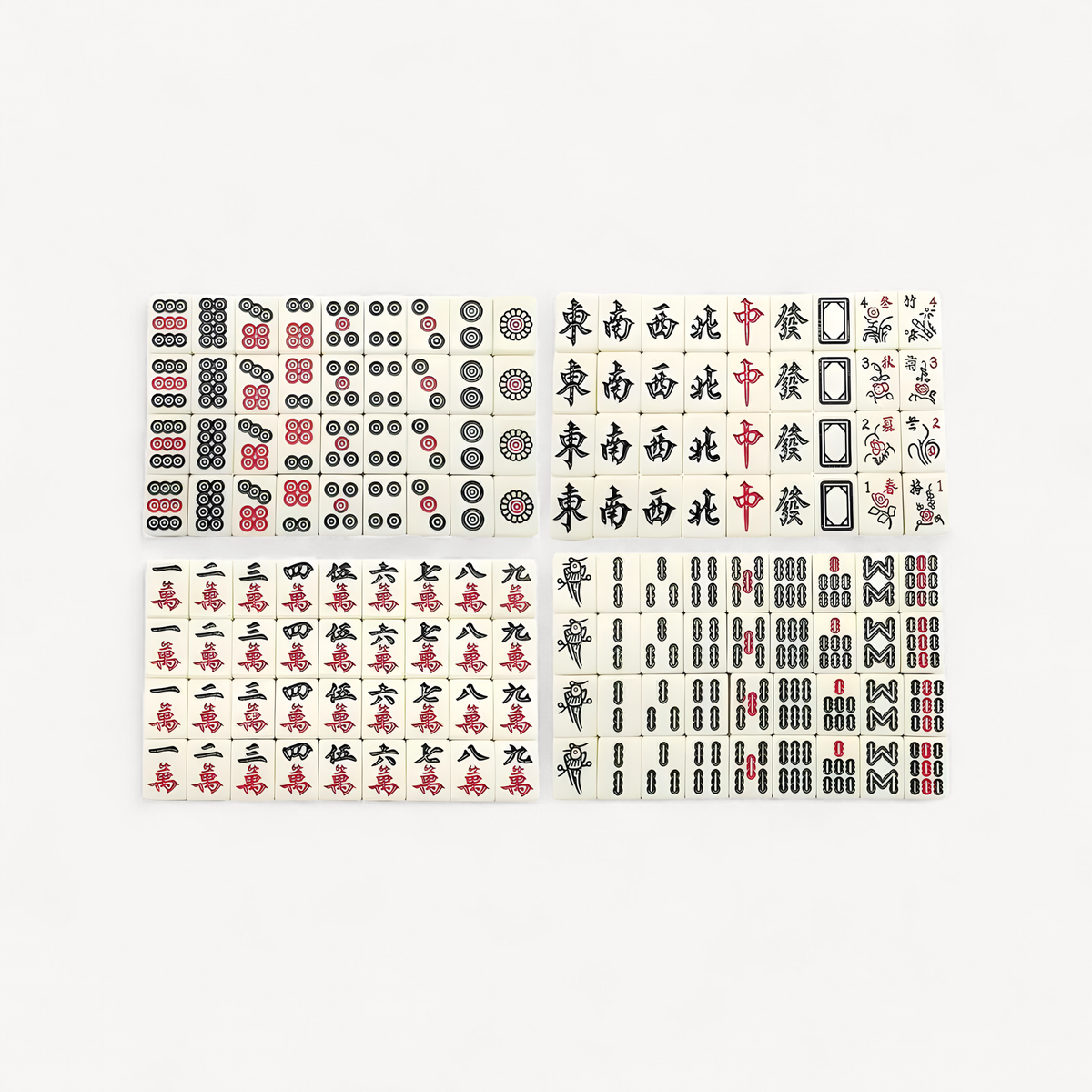 Mini White Mahjong Set, 144 Engraved Tiles