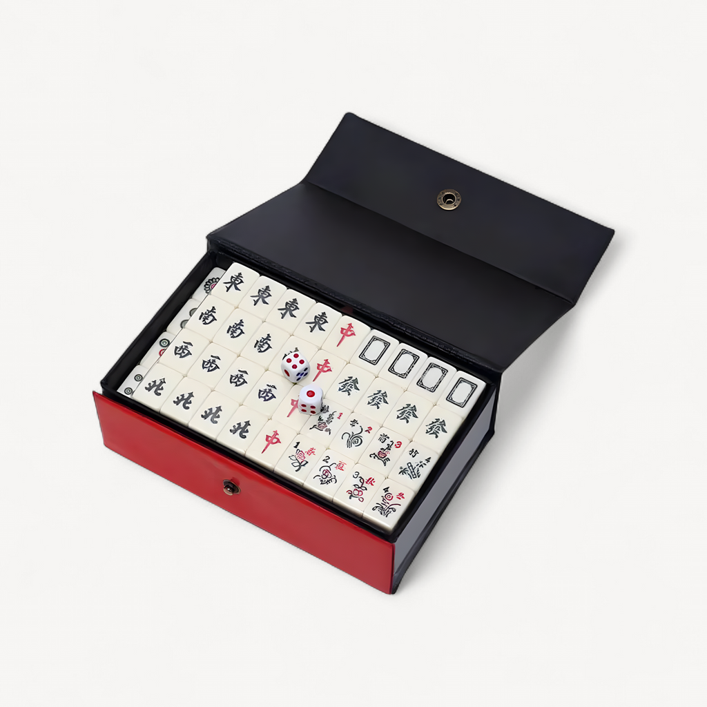 Chinese Mahjong Game Set 144 White Engraved Mini Tiles For Family Gathering For Chinese Style Game Play Family Leisure Time (engraved mahjong tiles)