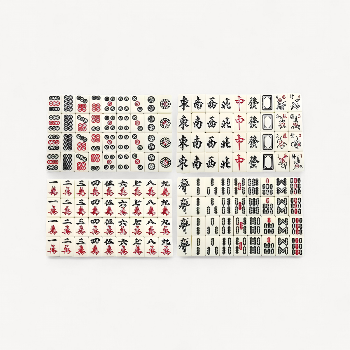 Engraved Mahjong Tiles, 144 Mini Tiles, 20 mm