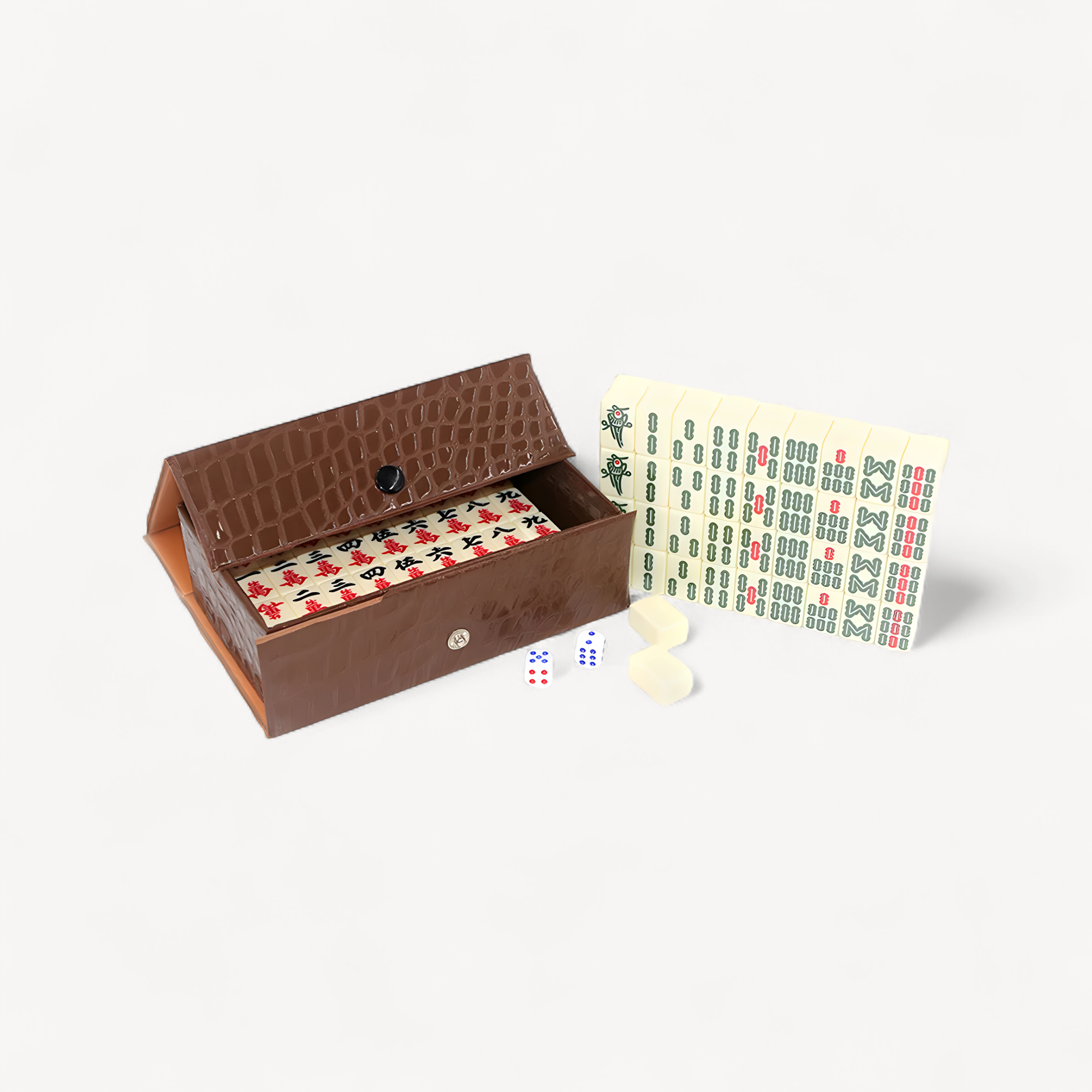 Chinese Mahjong Game Set 144 White Engraved Mini Tiles for Family Gathering for Chinese Style Board Game Family Leisure Time (white mahjong tiles set)