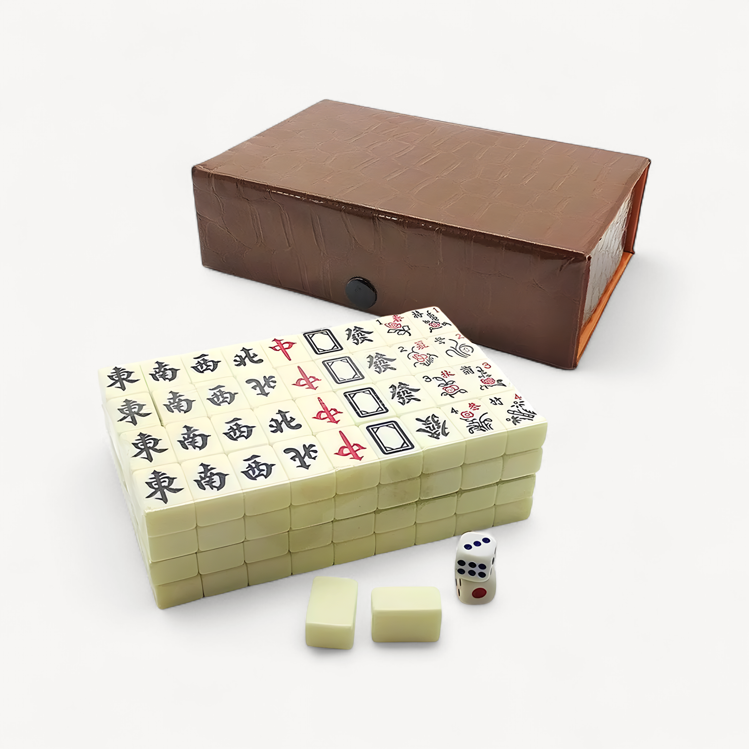 Chinese Mahjong Game Set 144 White Engraved Mini Tiles For Family Gathering For Chinese Style Game Play Family Leisure Time (engraved mahjong tiles)