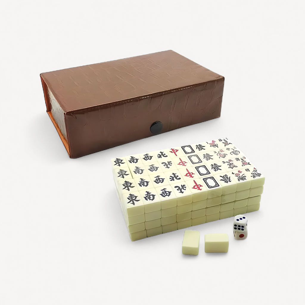 Chinese Mahjong Game Set 144 White Engraved Mini Tiles For Family Gathering For Chinese Style Game Play Family Leisure Time (engraved mahjong tiles)
