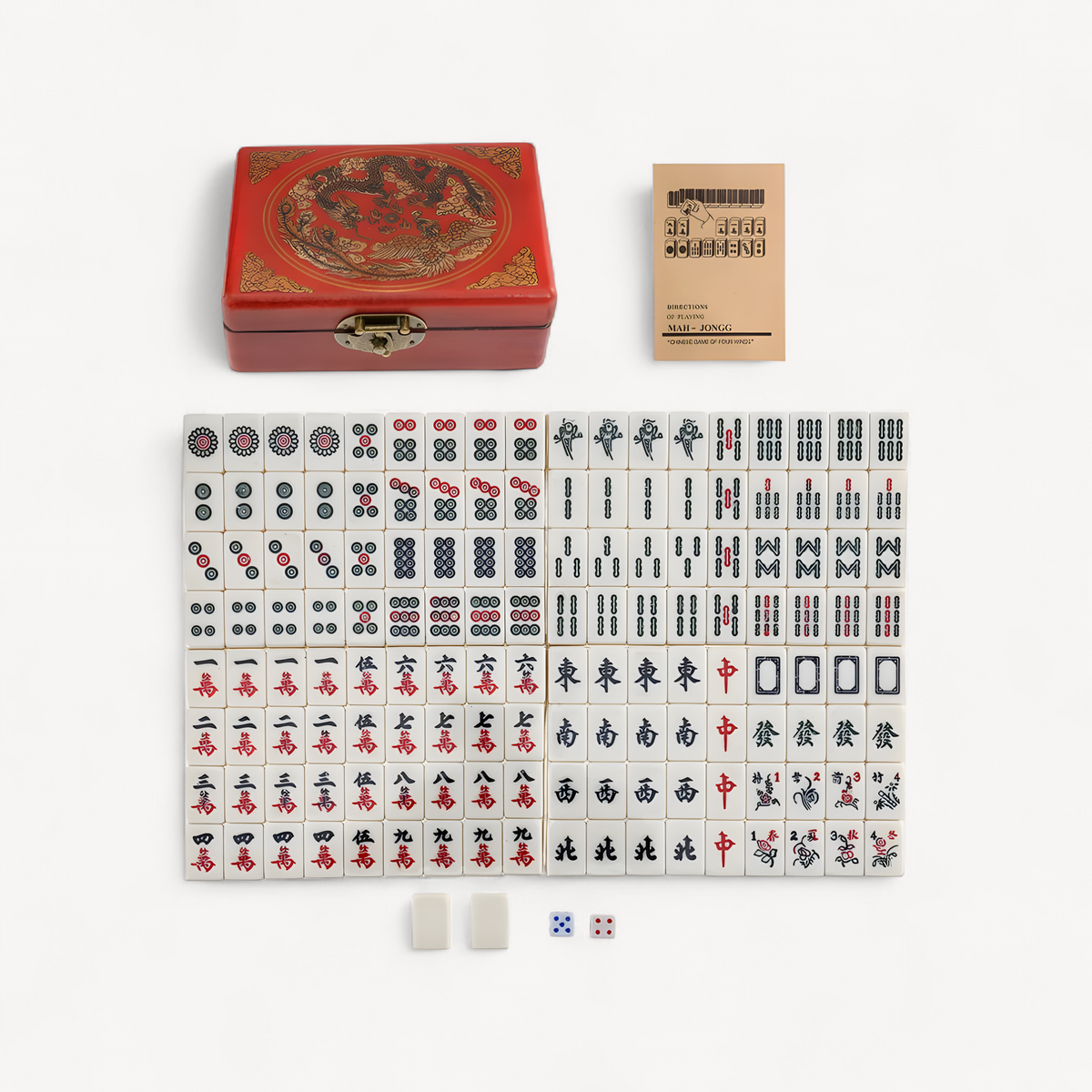 Chinese Majong Set 144PCS Mahjong Tile Set with Storage Box Classic Traditional Chinese Family Tabletop Game for Travel Party (chinese mahjong storage box set)
