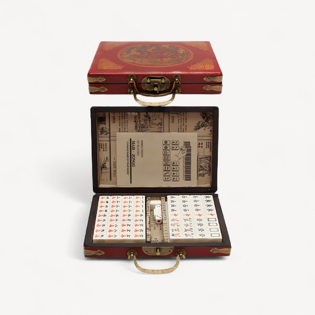 Chinese Numbered Mahjong Set 144 Tiles Mah-Jong Set Portable Chinese Toy with Box Fiber board Mahjong Board Game for fun Camping (numbered mahjong tiles set)