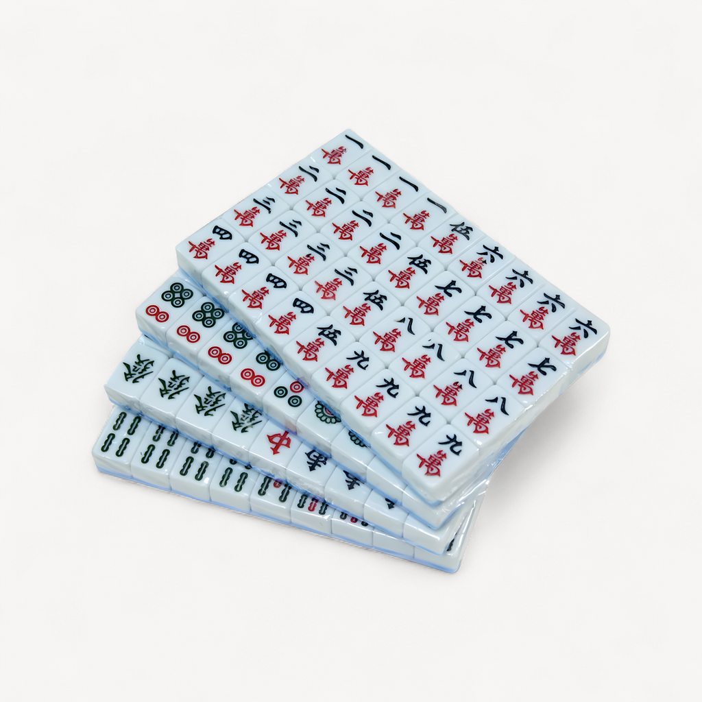 Chinese Numbered Mahjong Set 144 Tiles Portable Mini Mah-Jong Block with Handbag Dice Ruler Mahjong Board Game for Fun Camping (mahjong set with handbag)