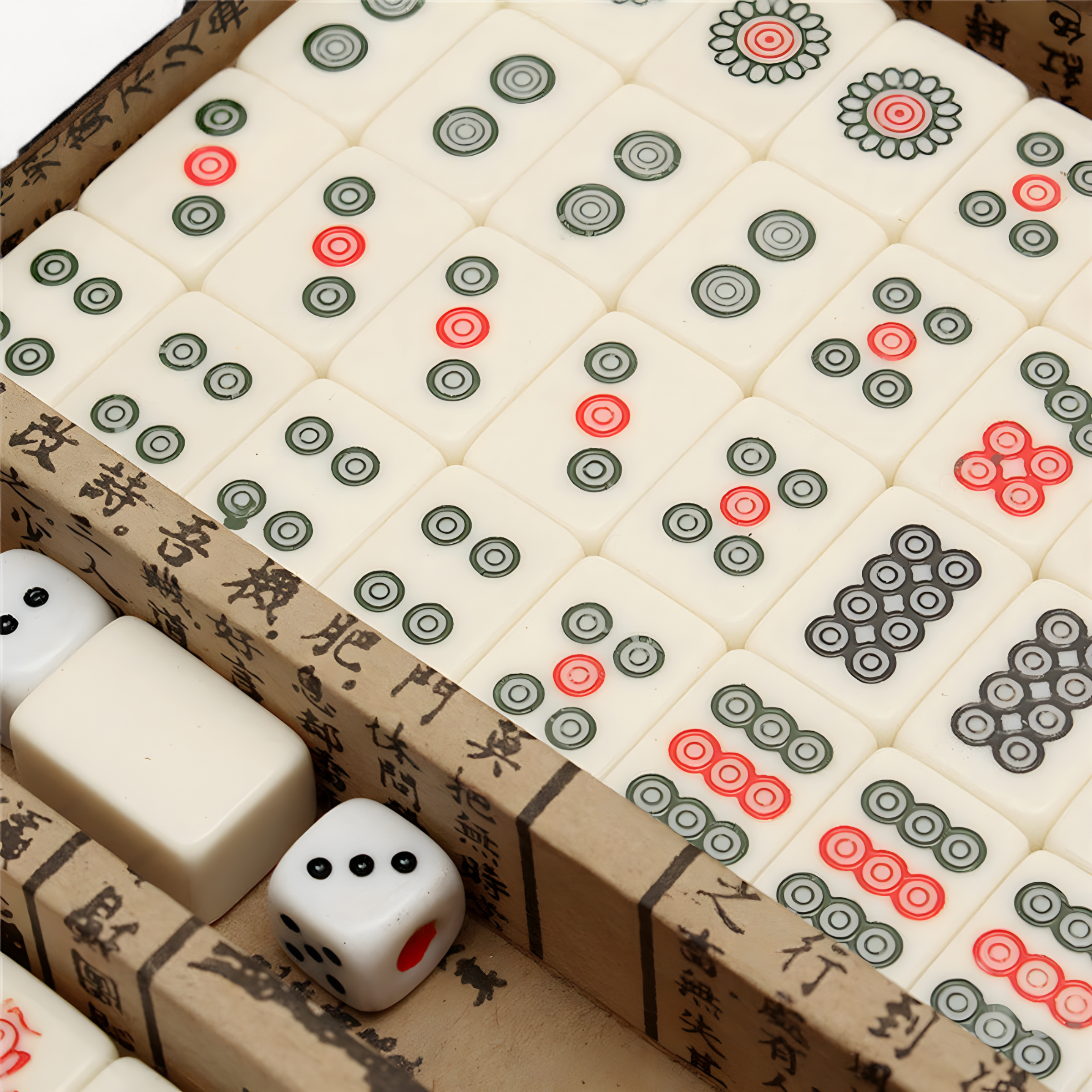 Chinese Numbered Mahjong Set 144 Tiles Mah-Jong Set Portable Chinese Toy with Box Fiber board Mahjong Board Game for fun Camping (numbered mahjong tiles set)