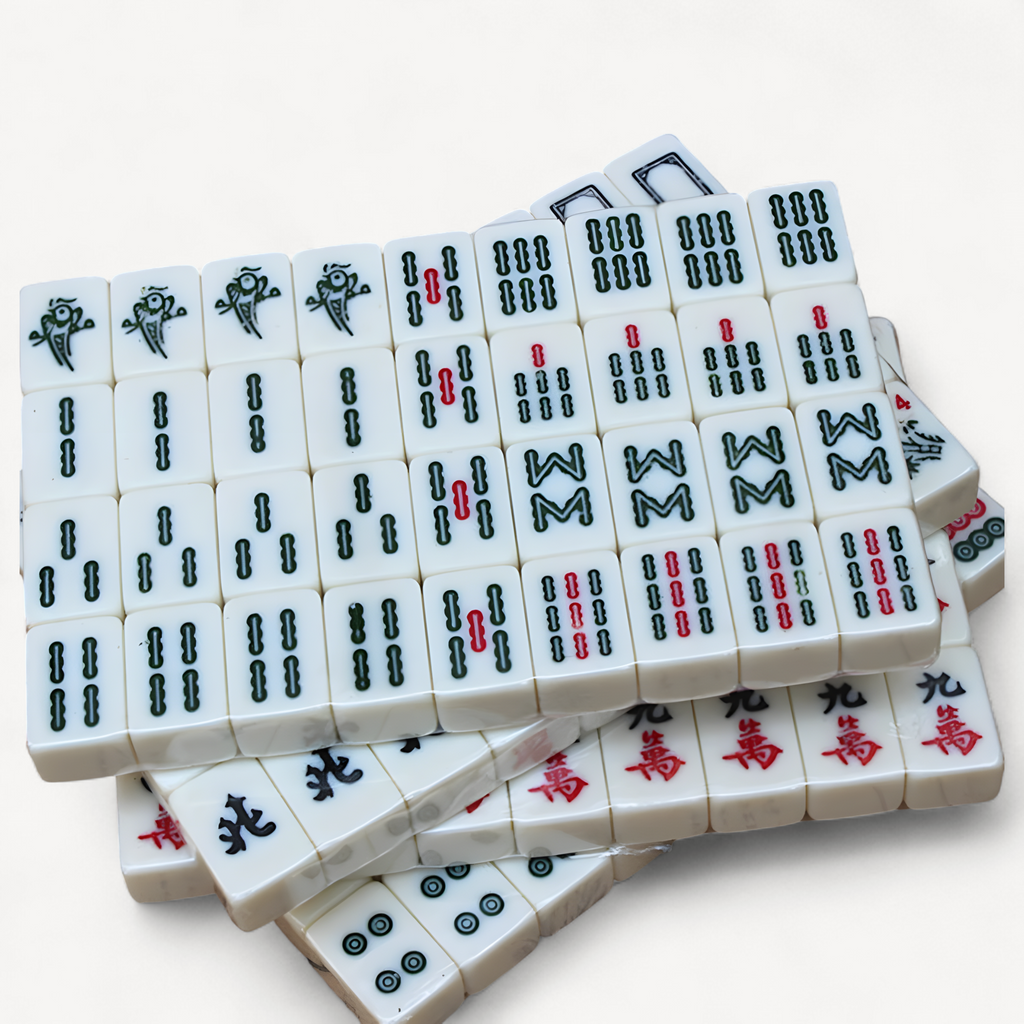 Chinese Numbered Mahjong Set 144 Tiles Mah-Jong Set Portable Chinese Toy with Box Fiber board Mahjong Board Game for fun Camping (numbered mahjong tiles set)