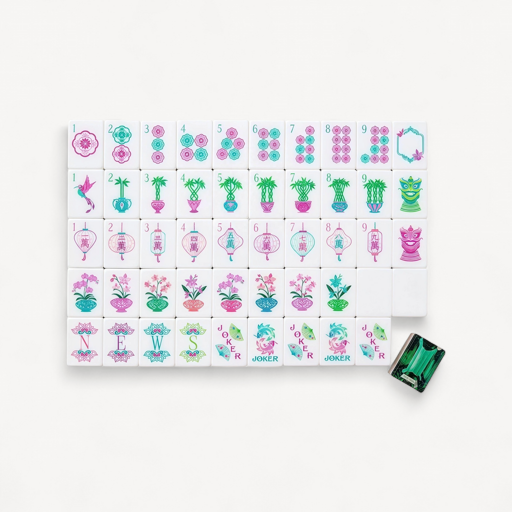 Custom American Crystal Emerald Luxury Mahjong Tiles Durable Water Resistant Game Gift for Singapore Japan Malaysia (emerald mahjong tiles)