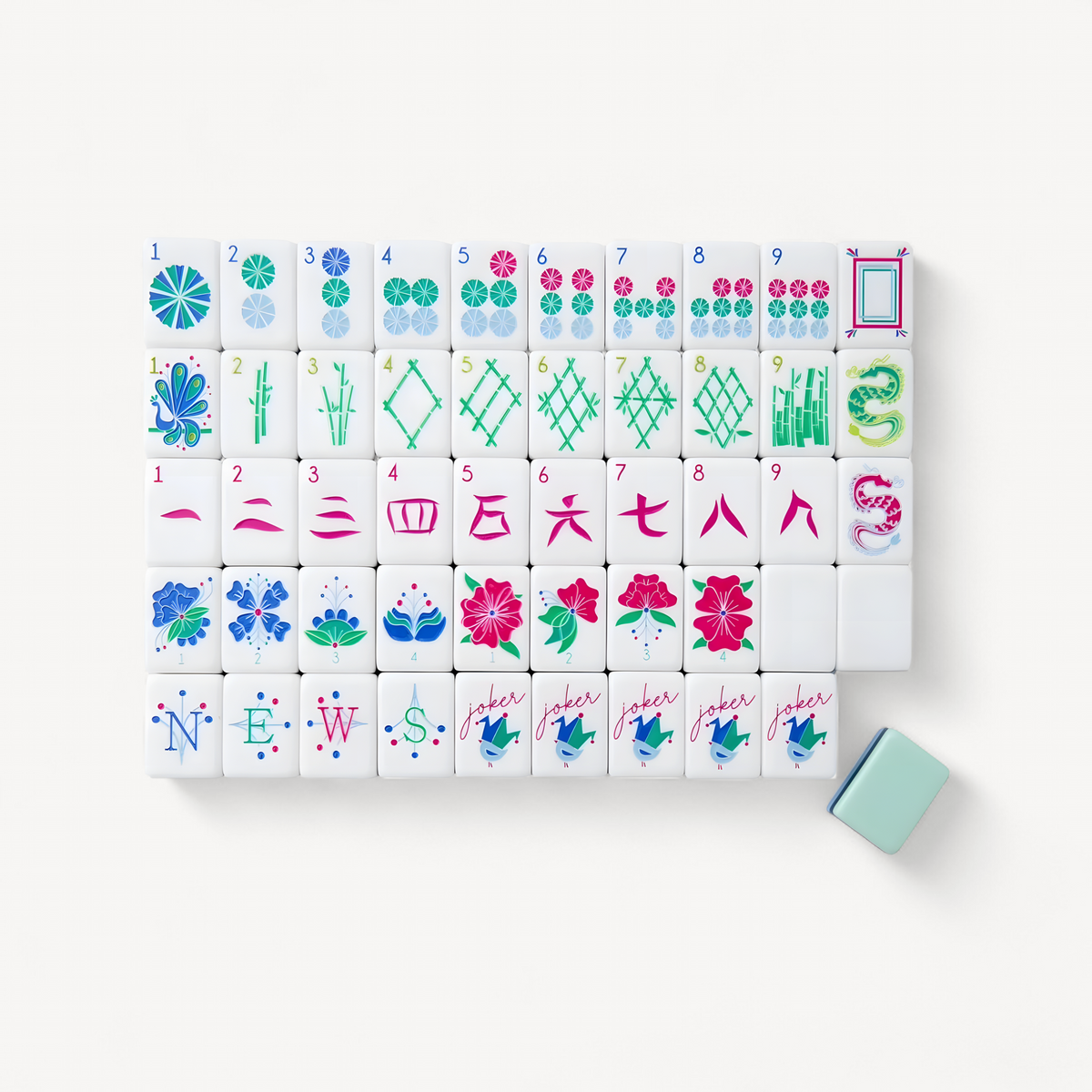 Cyan Acrylic American Mahjong Set Luxury Crystal Mahjong Tiles with Storage Bag for Home Use Gift (cyan acrylic mahjong set)