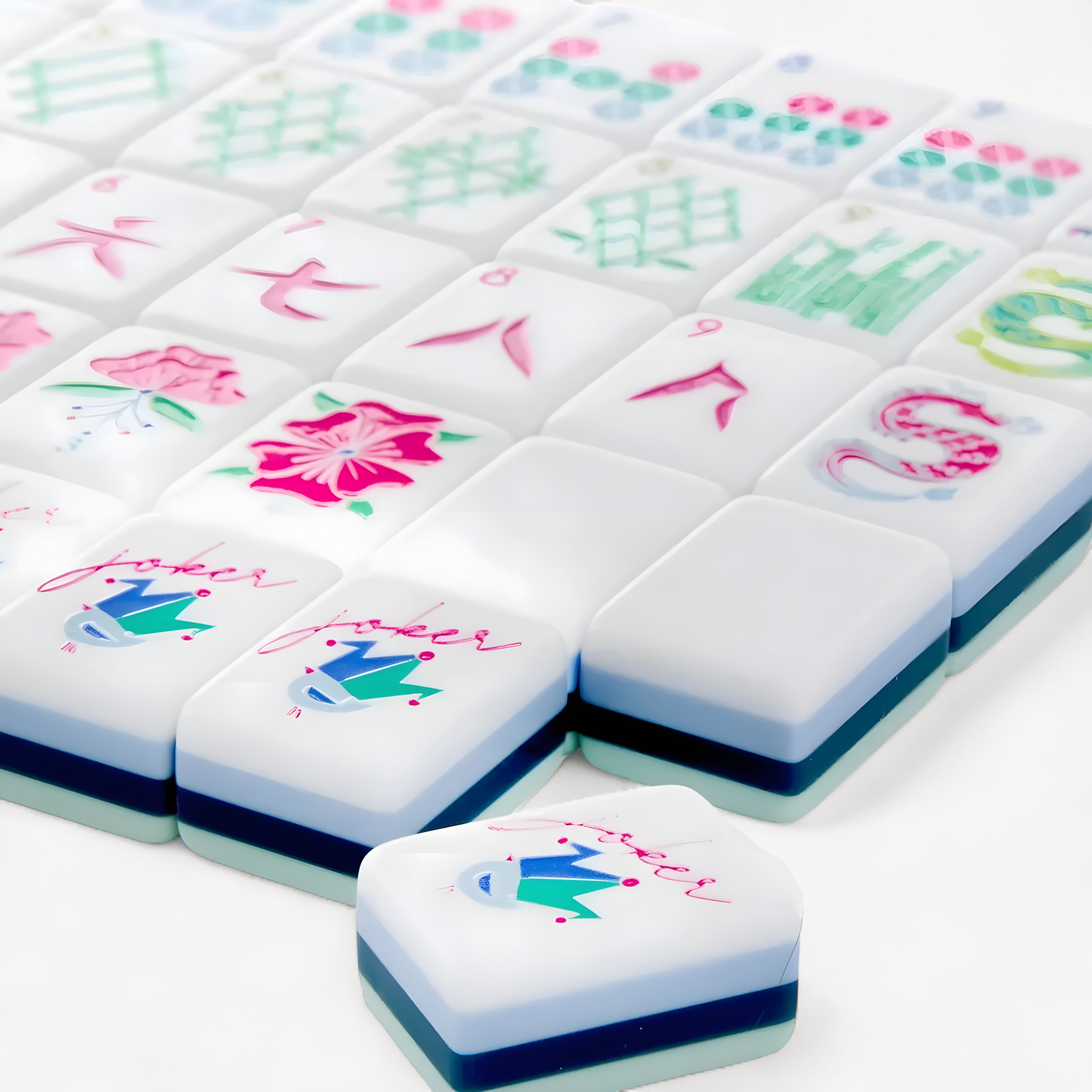 Cyan Acrylic American Mahjong Set Luxury Crystal Mahjong Tiles with Storage Bag for Home Use Gift (cyan acrylic mahjong set)