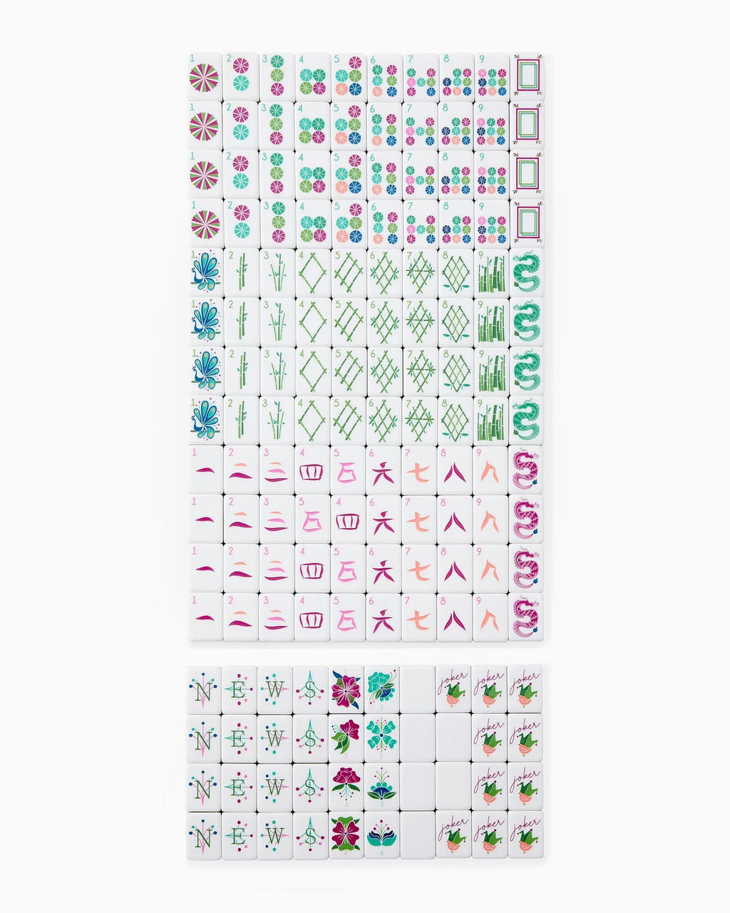 4 Layer Acrylic Mahjong Game American Mahjong Tile Set for Adults 160pcs Mahjong Tiles with Pink Back Portable Travel Set (green acrylic mahjong set)