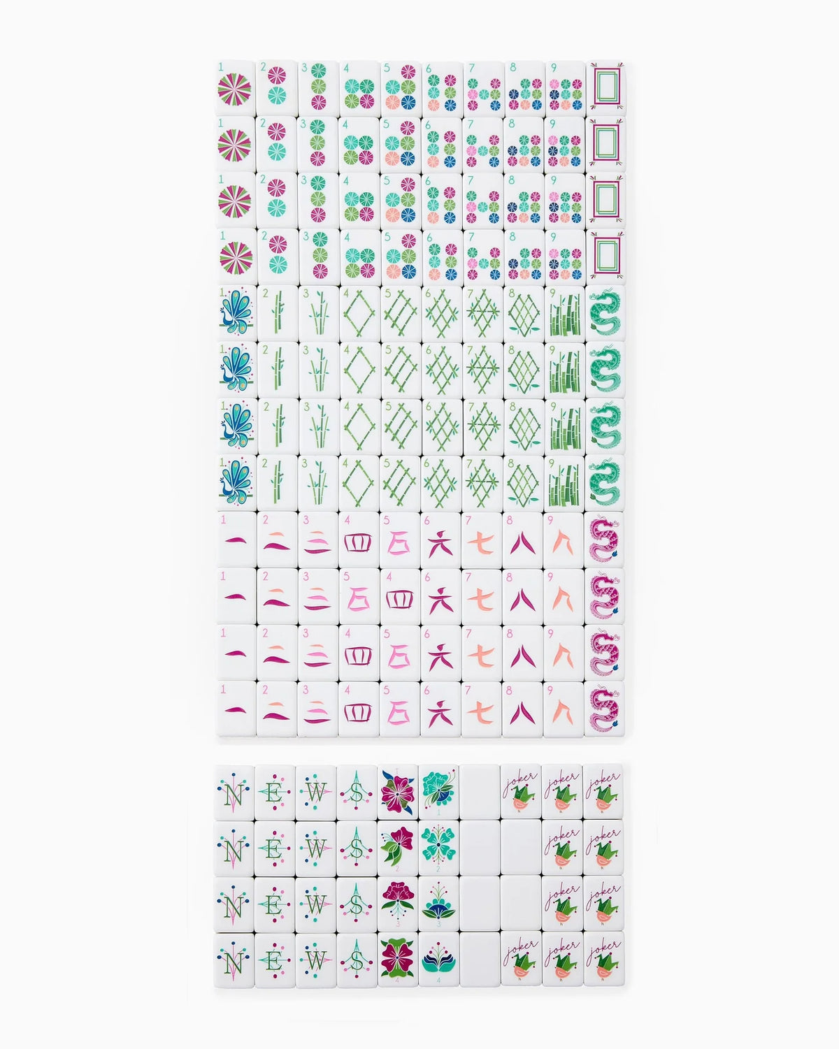 Green Acrylic Mahjong Set, 160 Tiles, 31.5 mm | Verbena