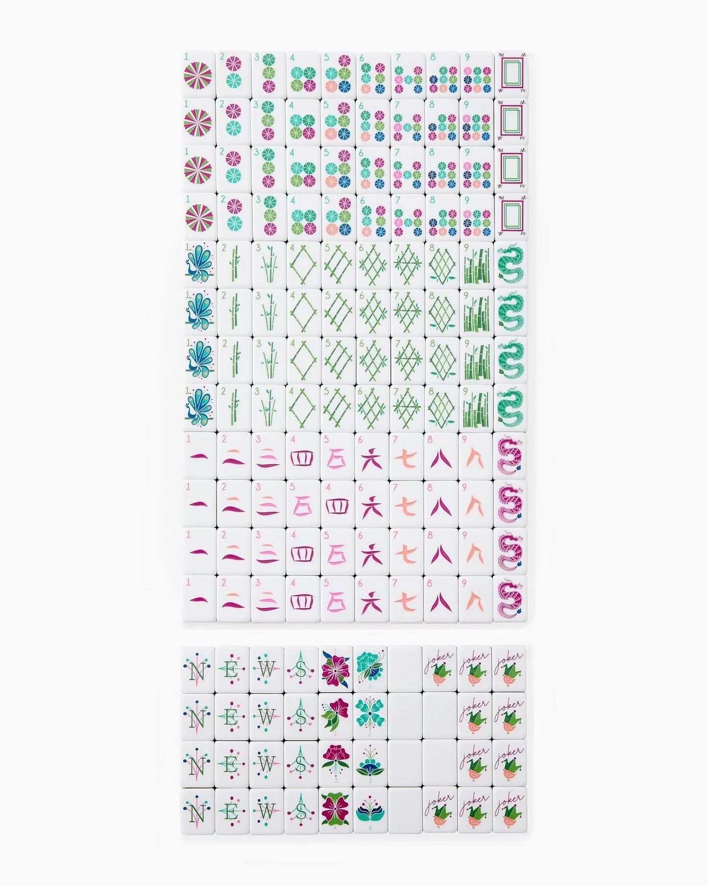 4 Layer Acrylic Mahjong Game American Mahjong Tile Set for Adults 160pcs Mahjong Tiles with Pink Back Portable Travel Set (green acrylic mahjong set)