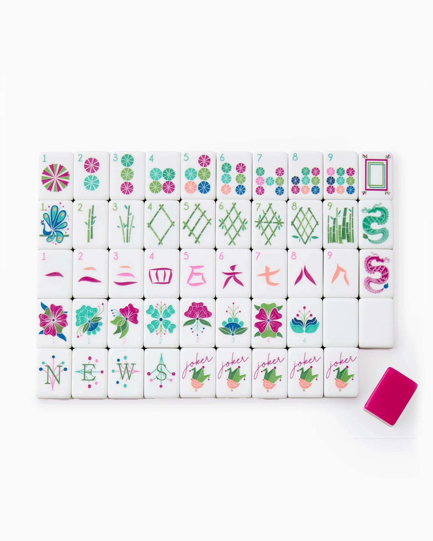 4 Layer Acrylic Mahjong Game American Mahjong Tile Set for Adults 160pcs Mahjong Tiles with Pink Back Portable Travel Set (green acrylic mahjong set)