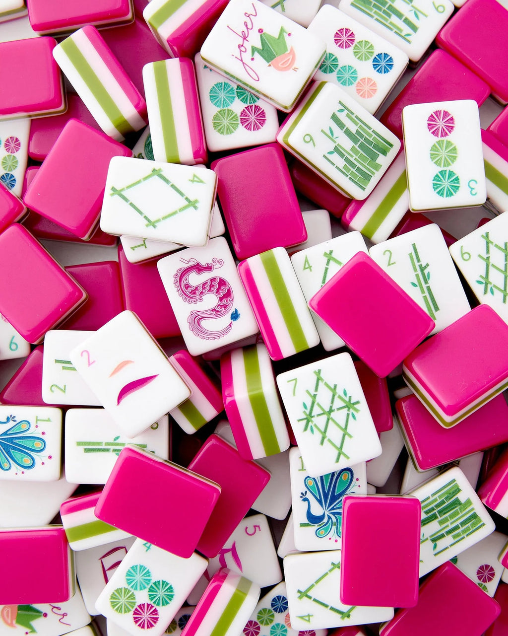 4 Layer Acrylic Mahjong Game American Mahjong Tile Set for Adults 160pcs Mahjong Tiles with Pink Back Portable Travel Set (green acrylic mahjong set)