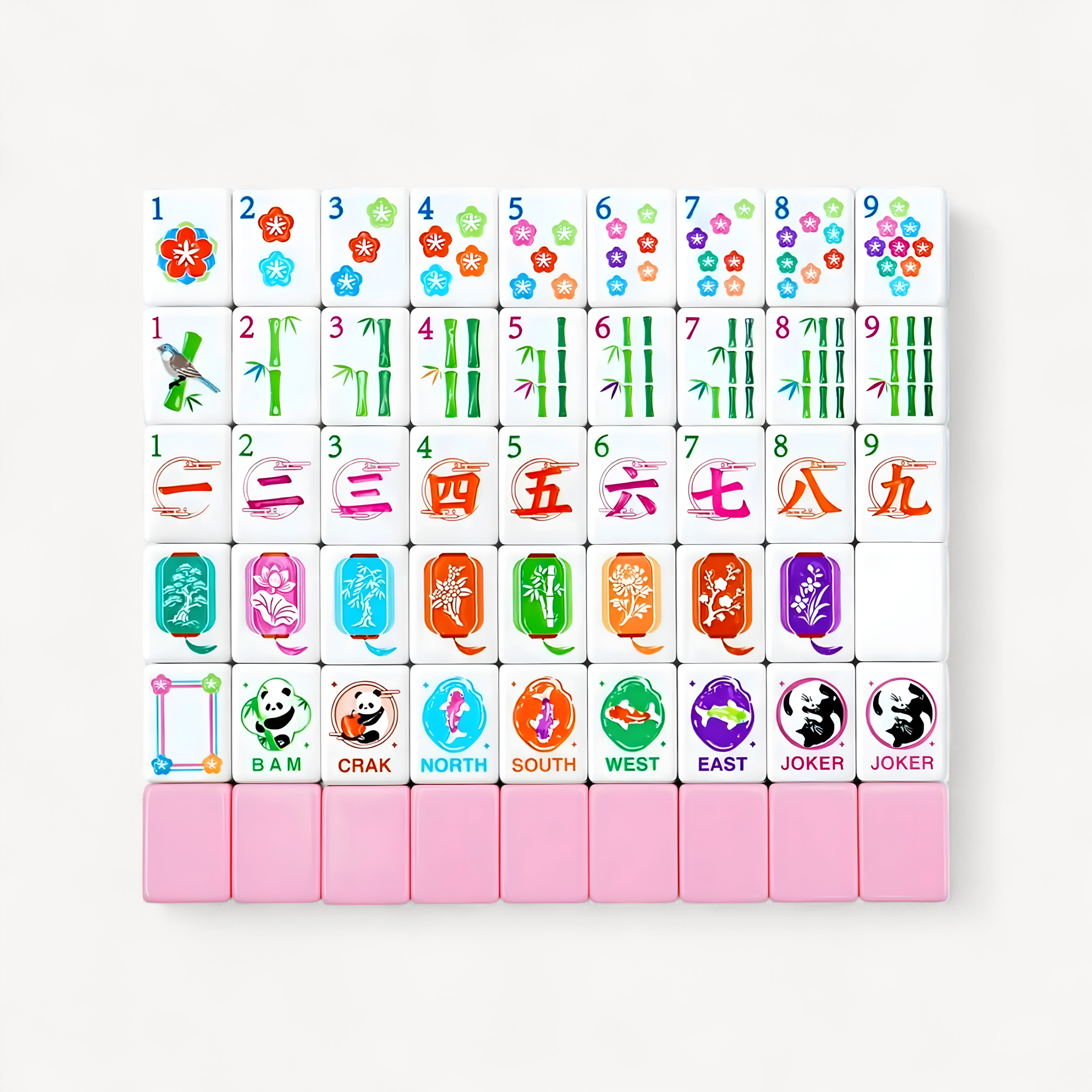 Elegant 3cm Carved American Mahjong Set | 160 Pink Back Melamine Tiles | Classic Strategy Game for Adults & Beginners (pink melamine mahjong set)