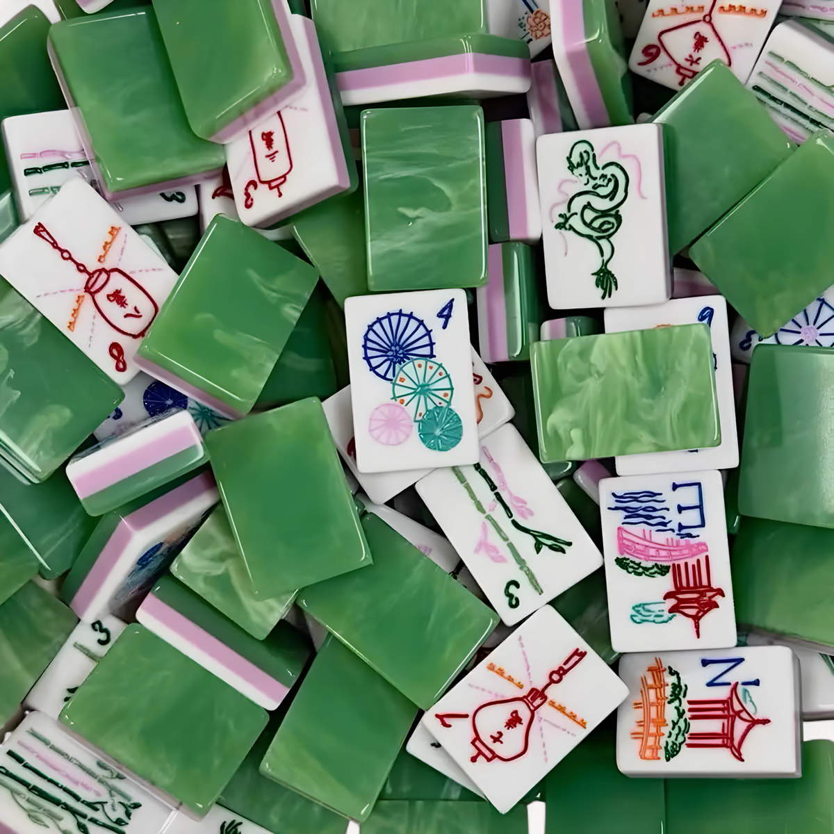 Luxury American Mahjong Tiles, 36 mm Acrylic | Camellia